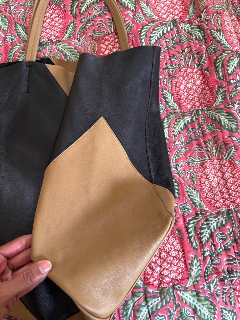 Celine Black & Tan Two-Tone Leather Tote - Picture 8 of 15